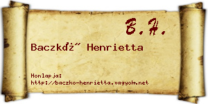Baczkó Henrietta névjegykártya